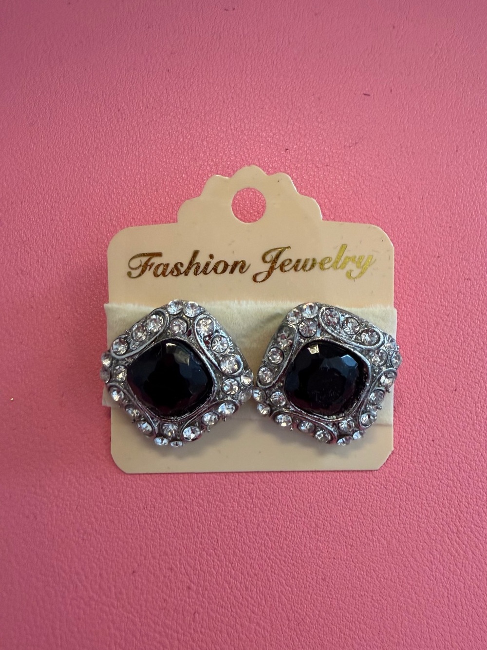 Fashion Jewelry Black and Silver Crystal Halo Stud Earrings